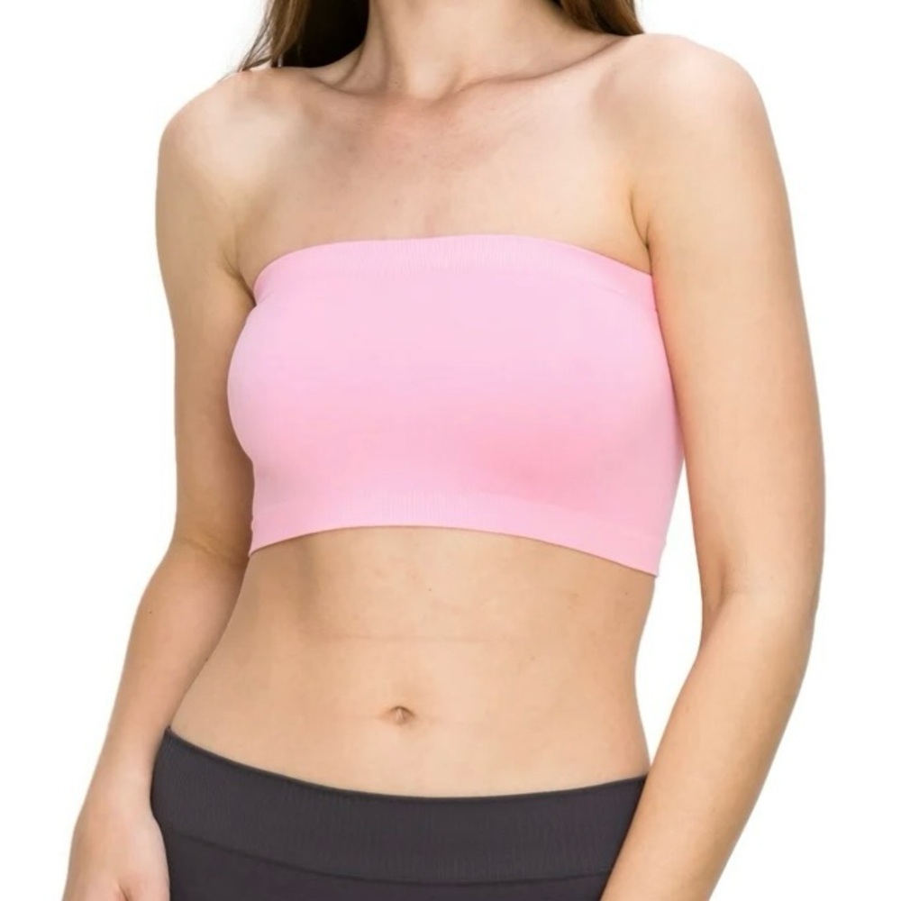 KURVE by IDEA Blush Pink Bandeau Bando Strapless Bra Crop Tube Top